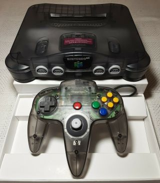 ✅ Nintendo 64 N64 Funtastic Smoke Grey Clear Black Console W/ Controller Rare