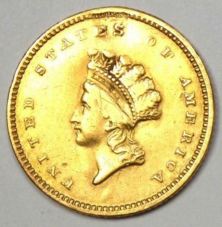 1854 Type 2 Indian Dollar Gold Coin (g$1) - Xf Details (plugged) - Rare Type 2