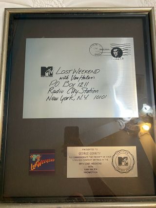 Van Halen 1984 Weekend With Van Halen Contest RIAA Style Award RARE & COOL 2
