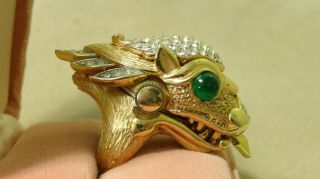 Extremely Rare Crown Trifari " Something Wild " Dragon Ring Watch -