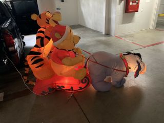 Rare 8’ Disney Tigger Pooh Eeyore Christmas Gemmy Inflatable Airblown W/Box 3