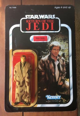 1983 Kenner Star Wars Rotj 77 Back Han Solo In Trench Coat Action Figure Moc