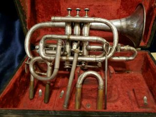 Rare.  Boston Musical Instrument Company 2 Star Cornet 1880s.