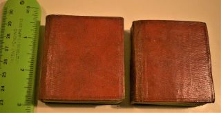 Miniature Books 2.  5 " English History/1811/rare 1st Ed.  /96 Engraved Plts/fine Lthr