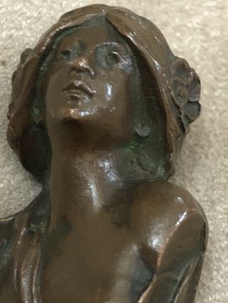 Rare Antique Art Nouveau Erotic Lady Bronze Desk Wax Seal 2