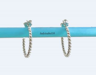 Rare Tiffany & Co.  Sterling Silver Medium Twist Rope Hoop Earrings.  90in 2088d