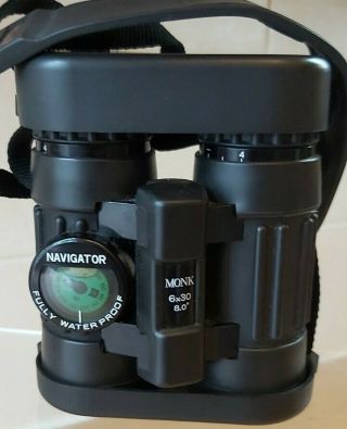 Monk 6x30 Bif Ga Navigator Binoculars,  Japan,  Wp,  Beta Compass,  Rare