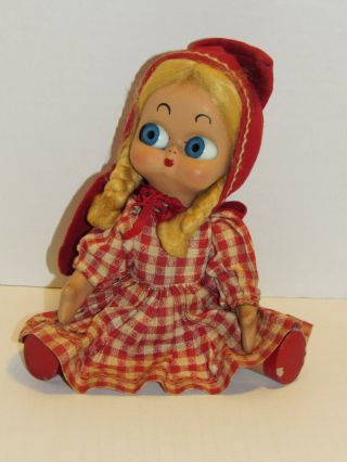 Rare Vintage Flirty Googly Eyed Dedo Doll Little Red Riding Hood Made in Italy 3