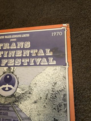 1970 Trans Continental Pop Fest Poster Grateful Dead Janis Joplin The Band Rare 2