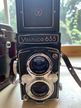 [Near Mint] VINTAGE YASHICA 635 Film Camera w/ Leather Case - RARE (120mm/35mm) 2