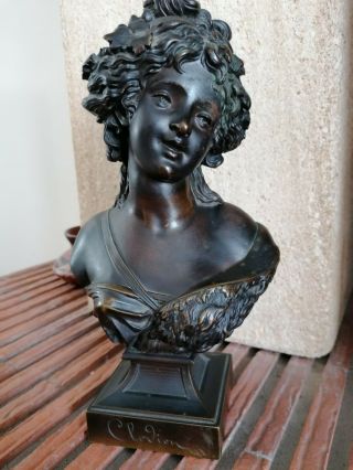 & Rare Bronze Bust Of A Cute Girl By French Sculptor Clodion