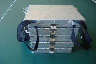 Rare Aluminum Vintage Fly Fishing Tackle Box With Chest Straps 5 Tier Lqqk