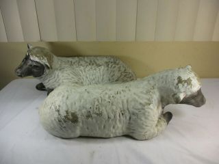 Huge Rare Vintage 19 " Paper Mache Lambs Statues Figures Outside Manger Decor ?