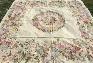 Vintage Wool Hooked Rug Large With Floral Rare 12 