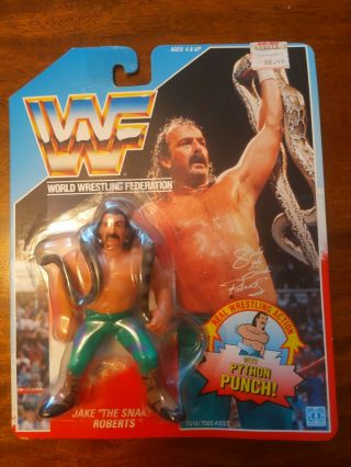 Wwf Wrestling 1990 Series 1 Hasbro Jake The Snake Roberts Figure Blue Card 7013