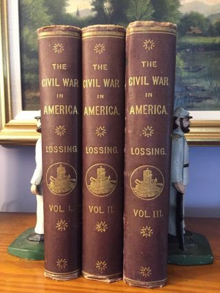 Pictorial History Of The Civil War By Benson Lossing Rare 3 Vol Set Circa 1870