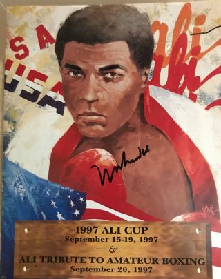 1997 Signed Muhammad Ali Cup Tribute To Amateur Boxing Program.  Very Rare