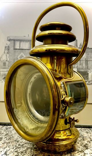 Rare E Miller & Co Brass Buggy Carriage Lamp Lantern Light