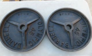 Rare Bfco Deep Dish 45lb Olympic Size Weight Plates Vintage 45 Lb