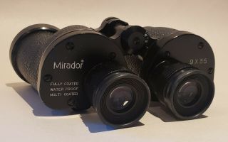 Vintage Mirador 9x35 Field 7.  5° Binoculars Made In Japan With Case Rare HTF 3