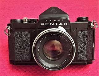 Very Rare Black Asahi Pentax S2 Camera W/f/2 55mm Auto - Takumar Lens