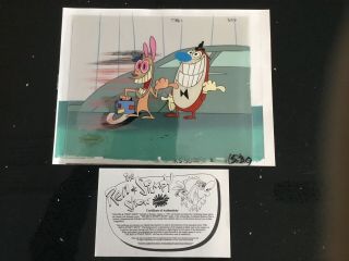 Ren And Stimpy Hand Painted Animation Cel With,  Awesome Picture.  Very Rare