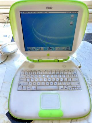 Vintage Apple Mac Ibook G3 Key Lime Green 466mhz W/ Manuals - Rare