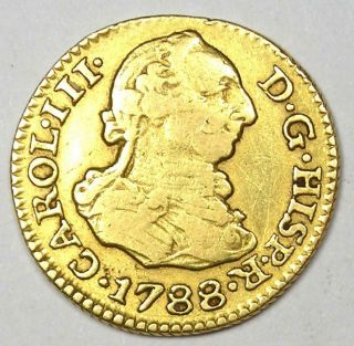 1788 Spain Charles Iii Half Escudo Gold Coin (1/2e) - Xf Details - Rare