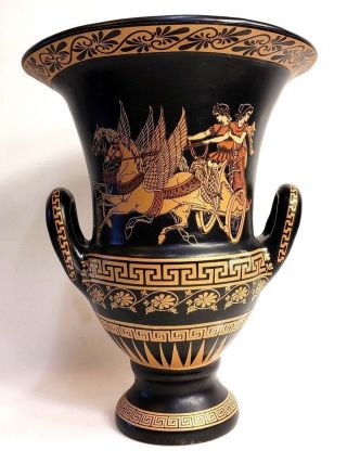 Ancient Greek Heros Warriors Chariot Achilles Rare Art Pottery Vase Krater