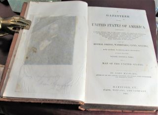 GAZETTEER OF THE US OF AMERICA/1854/RARE 1st Ed.  /HAND COLORED MAP OF AMERICA - 25 