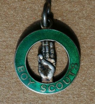 1930 ' s - British Boy Scout - Salute - Thanks Badge - Silver & Enamel - RARE 3