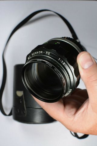 " Rare " Minolta Mc Rokkor - Pg 58mm F1.  2 Lens In Vg To W Case