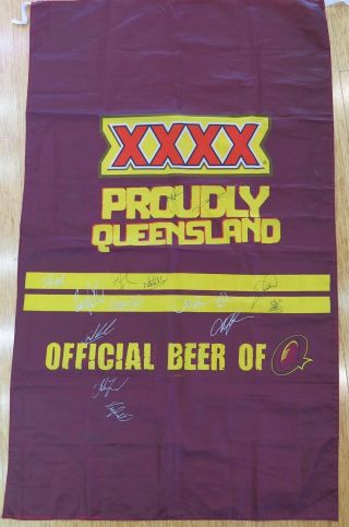 . Wow Rare / Huge / Qld State Of Origin / Signed Xxxx Banner 16 Signatures