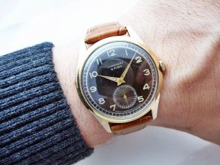 Rare Black German Junghans Military Vintage Wristwatch 1950 