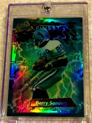 Barry Sanders 1995 Topps Finest Booster Refractor With Coating 166 Rare Lions