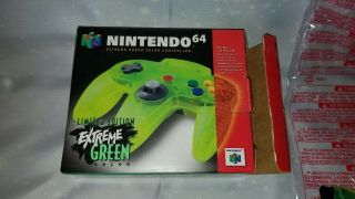 RARE Nintendo 64 N64 Extreme Green controller w/ORIGINAL box receipt 2