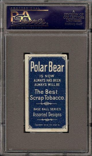 Rare 1909 - 11 T206 Sam Strang Polar Bear Back Baltimore PSA 4 VG - EX Only 3 Higher 2