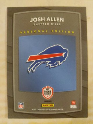 2018 Panini Rated Rookie Josh Allen On card Auto Rare Personal Edition SP NrMt, 3
