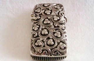 Extremely Rare Solid Silver Medieval Design Victorian Vesta Case Birmingham 1890