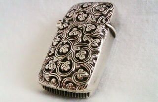 Extremely Rare Solid Silver Medieval Design Victorian Vesta Case Birmingham 1890 2