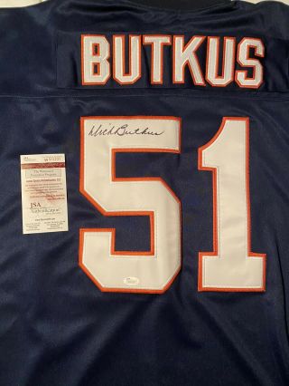 Dick Butkus Signed Auto Chicago Bears Blue Jersey Jsa Autographed Rare