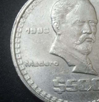 1988 MO MEXICO $500 500 PESOS DOUBLE DOUBLED DIE VARIETY ERROR RARE 2