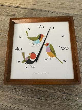 Vintage Mcm Honeywell Thermometer With Birds In The Style Of Charley Harper Rare