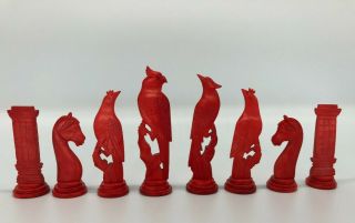 Vintage Bird Themed Chess Set - Hand Carved Bone Chessmen 3.  65 " King Rare.