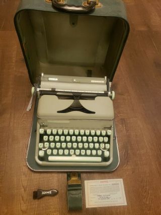 Rare Vintage Hermes 2000 Portable Typewriter Teal Green With Case 1958