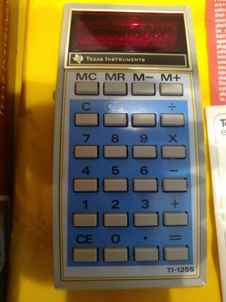 Vintage Ultra Rare Calculator Texas Instruments TI - 1255 Turns on 2