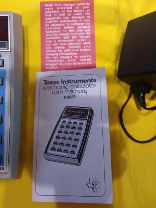 Vintage Ultra Rare Calculator Texas Instruments TI - 1255 Turns on 3