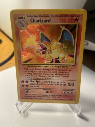 Charizard 4/102 Holo Pokemon Card - Nrmint - Base Set - Rare