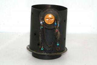 Rare Tabra Candle Votive Moonface Mixed Metals Vintage