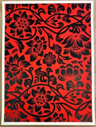 Shepard Fairey Obey Giant Floral Pattern Signed Numbered Screen Print Rare